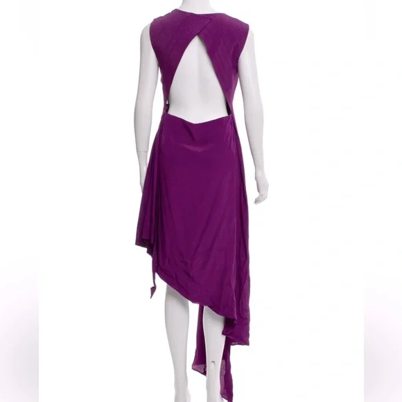 Off-White Purple “Floral Print Here” Asymmetrical Silk-blend Cocktail Dress - Picture 2 of 13